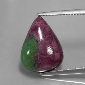 10.24 ct Multicolor Ruby-Zoisite Gemstone, Ruby-Zoisite Gem in Pear Cabochon Shape for Sale.