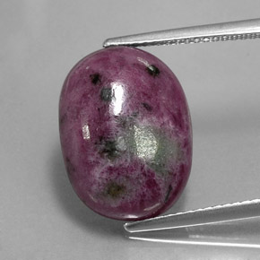 13.33 ct Multicolor Ruby-Zoisite Gemstone, Ruby-Zoisite Gem in Oval Cabochon Shape for Sale.