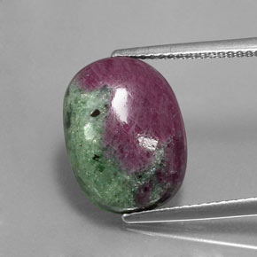 9.17 ct Multicolor Ruby-Zoisite Gemstone, Ruby-Zoisite Gem in Oval Cabochon Shape for Sale.