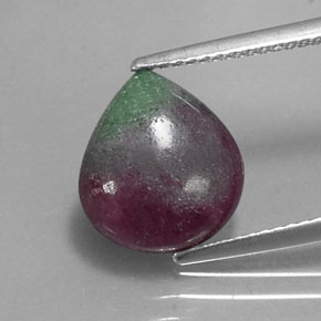 5.21 ct Multicolor Ruby-Zoisite Gemstone, Ruby-Zoisite Gem in Pear Cabochon Shape for Sale.