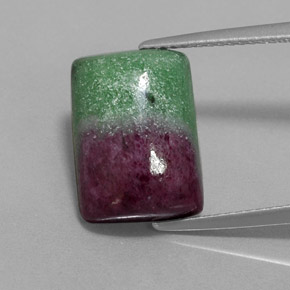 9.78 ct Multicolor Ruby-Zoisite Gemstone, Ruby-Zoisite Gem in Baguette Cabochon Shape for Sale.