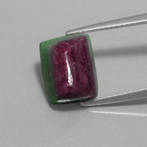 7.04 ct Multicolor Ruby-Zoisite Gemstone, Ruby-Zoisite Gem in Baguette Cabochon Shape for Sale.