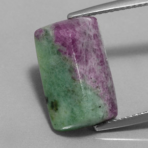 9.36 ct Multicolor Ruby-Zoisite Gemstone, Ruby-Zoisite Gem in Baguette Cabochon Shape for Sale.