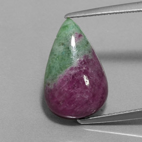 6.58 ct Multicolor Ruby-Zoisite Gemstone, Ruby-Zoisite Gem in Pear Cabochon Shape for Sale.