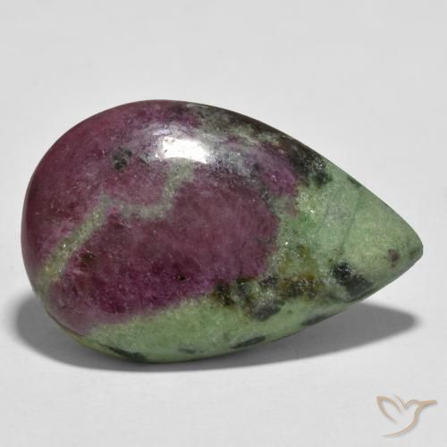 29.84 ct Multicolor Ruby-Zoisite Stone, Natural Ruby-Zoisite in Pear Cabochon Shape for Sale