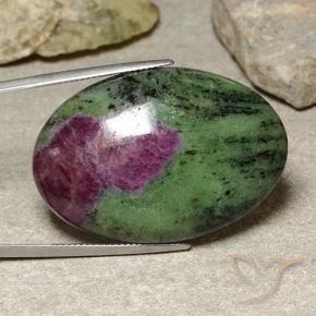 Beautiful Top Grade Quality 100% Natural Ruby Zoisite Oval Shape Cabochon Loose Gemstone Pair For Making Earrings 37.5 Ct 29X17X4 mm AR-506