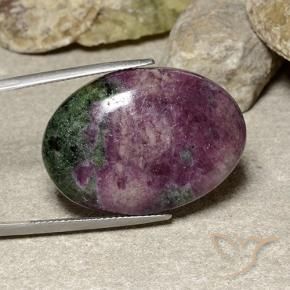 42.28 ct Multicolor Ruby-Zoisite Stone, Natural Ruby-Zoisite in Oval Cabochon Shape for Sale