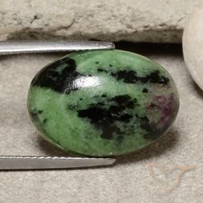 15.46 ct Multicolor Ruby-Zoisite Stone, Natural Ruby-Zoisite in Oval Cabochon Shape for Sale