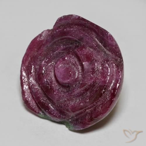 20.70 ct Multicolor Ruby-Zoisite Stone, Natural Ruby-Zoisite in Carved Rose Shape for Sale