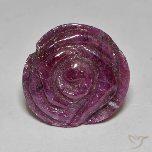 Rubis-zoisite sculpté de 13,84 ct, 15,4 x 15,1 mm de Tanzanie, Photo A