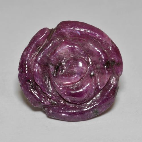 16.1 x 15.5mm Carved Rose Purple Ruby-zoisite from Tanzania, Weight of 13.4ct, Natural untreated Gemstone in Opaque Clarity, 1pc Ruby-zoisite - Color: Medium-dark Purple, Mohs Hardness of 6.5 - 7 suitable for daily wear jewelry, Photo A