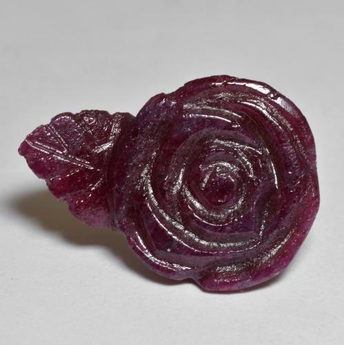 13.57ct Flower Cut Medium-dark Purple Ruby-zoisite from Tanzania, Dimension 23.2 x 16.3mm, Natural untreated Gemstone, Opaque Clarity, 1pc Carved Rose Ruby-zoisite, Mohs Hardness of 6.5 - 7 suitable for daily wear jewelry, Photo A
