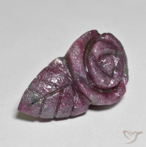 19.47 ct Multicolor Ruby-Zoisite Stone, Natural Ruby-Zoisite in Carved Rose Shape for Sale