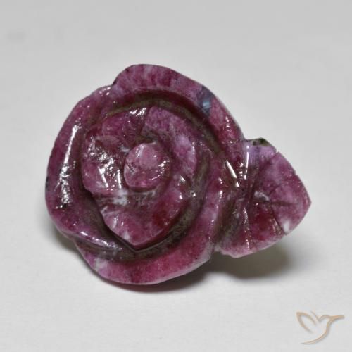 16.10 ct Red Ruby-Zoisite Stone, Natural Ruby-Zoisite in Carved Rose Shape for Sale