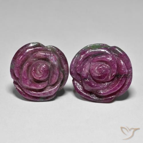 37.71 ct Carved Ruby-Zoisite, 16.7 x 16 mm From Tanzania, Photo A