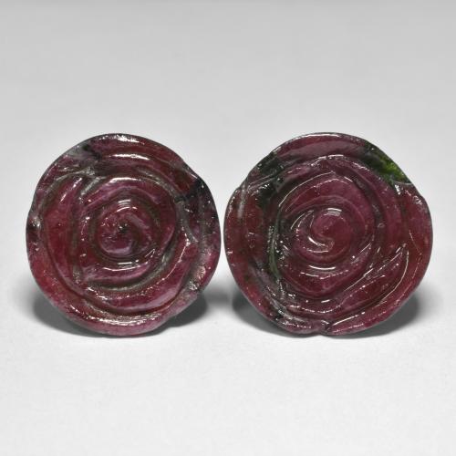 Multicolor Ruby-Zoisite Gem - 15.9ct Carved Rose (ID: 582528)