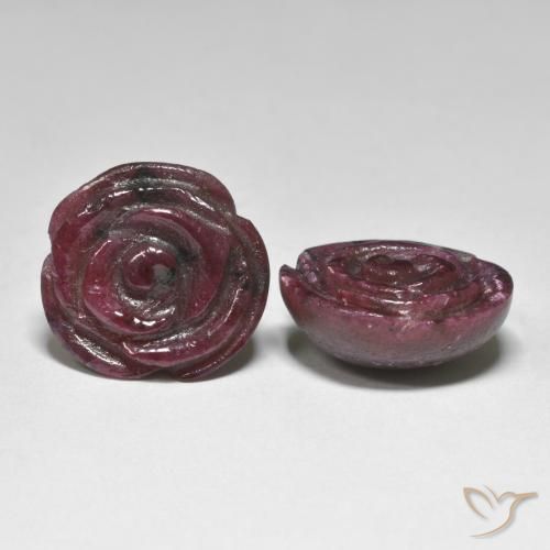 31.97 ctw Multicolor Ruby-Zoisite Stones, Natural Ruby-Zoisite in Carved Rose Shape for Sale