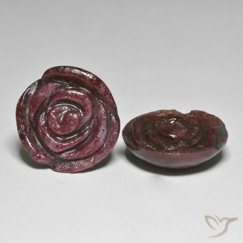 30.21 ctw Red Ruby-Zoisite Stones, Natural Ruby-Zoisite in Carved Rose Shape for Sale