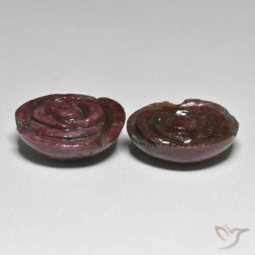 Ruby-Zoisite Gemstones in 16.7 x 15.9 mm Size for Sale, Ruby-Zoisite Stones in Dark Red Color