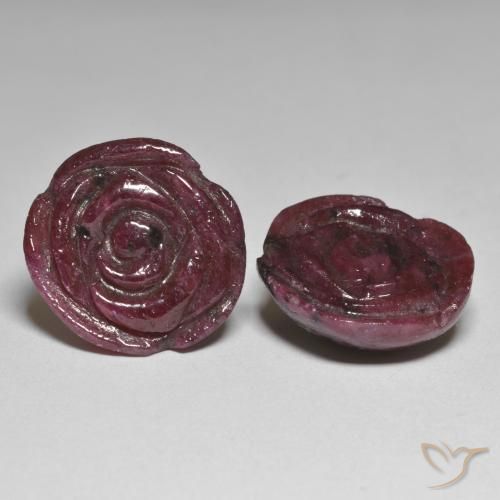33.71 ctw Red Ruby-Zoisite Stones, Natural Ruby-Zoisite in Carved Rose Shape for Sale