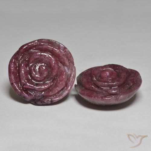 59.96 ctw Multicolor Ruby-Zoisite Stones, Natural Ruby-Zoisite in Carved Rose Shape for Sale