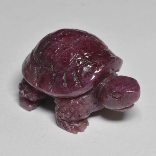 Himbeerrot Rubin-Zoisit Edelstein - 40.1ct Geschnitzte Schildkröte (ID: 587679)