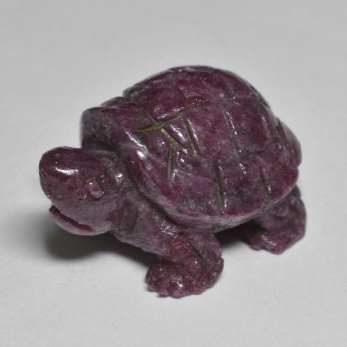 Rapberry Red Purple Ruby-Zoisite Gem - 37.1ct Carved Turtle (ID: 587681)