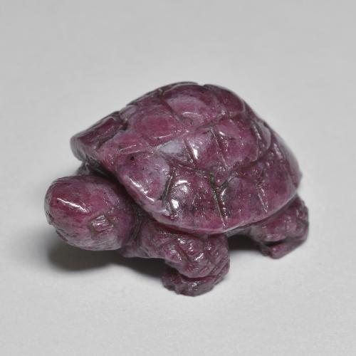 Medium Purple Rubin-Zoisit Edelstein - 28.3ct Geschnitzte Schildkröte (ID: 587683)