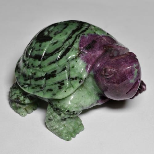576.15 ct Multicolor Ruby-Zoisite Gemstone, Ruby-Zoisite Gem in Carved Turtle Shape for Sale.