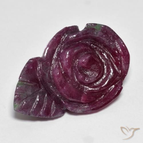 Rubis-zoisite sculpté de 25,11 ct, 25,3 x 16,8 mm de Tanzanie, Photo A