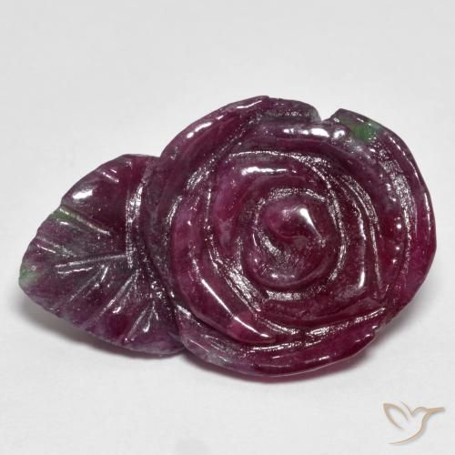 25.11 ct Multicolor Ruby-Zoisite Stone, Natural Ruby-Zoisite in Carved Rose Shape for Sale