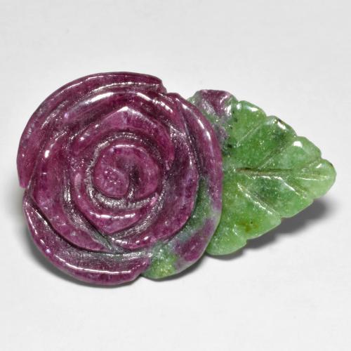Rubí-Zoisita Multicolor Rosa tallada de 37.58 ct de Tanzania, dimensión 31,7 x 21mm, piedra preciosa natural No tratado, claridad Opaco, Rubí-Zoisita de 1 pieza en color Multicolor, dureza Mohs de 6.5 - 7 Adecuado para joyas de uso diario, Photo A