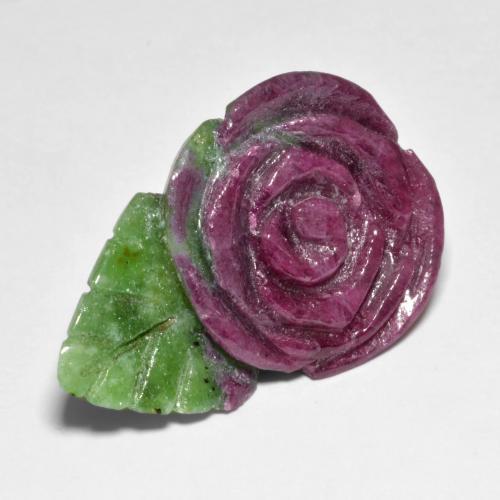 37.58 ct Multicolor Ruby-Zoisite Stone, Natural Ruby-Zoisite in Carved Rose Shape for Sale