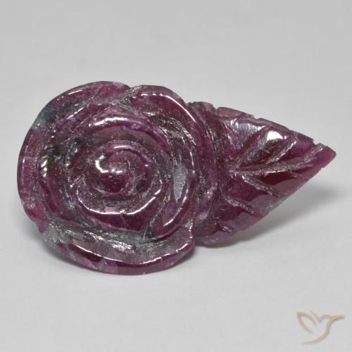 37.52 ct Multicolor Ruby-Zoisite Stone, Natural Ruby-Zoisite in Carved Rose Shape for Sale