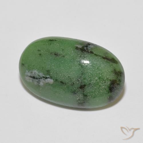 6.23 ct Green Ruby-Zoisite Stone, Natural Ruby-Zoisite in Oval Cabochon Shape for Sale