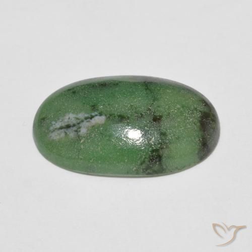 Ruby-Zoisite Gemstone in 16.2 x 10.1 mm Size for Sale, Ruby-Zoisite Stone in Deep Green Color