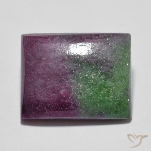 8.98 ct Multicolor Ruby-Zoisite Stone, Natural Ruby-Zoisite in Baguette Cabochon Shape for Sale