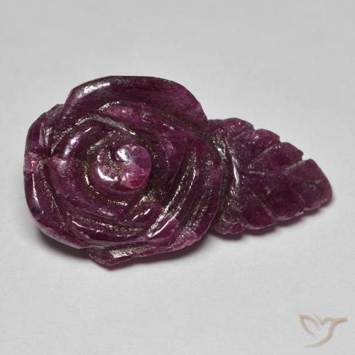 24.39 ct Purple Ruby-Zoisite Stone, Natural Ruby-Zoisite in Carved Rose Shape for Sale