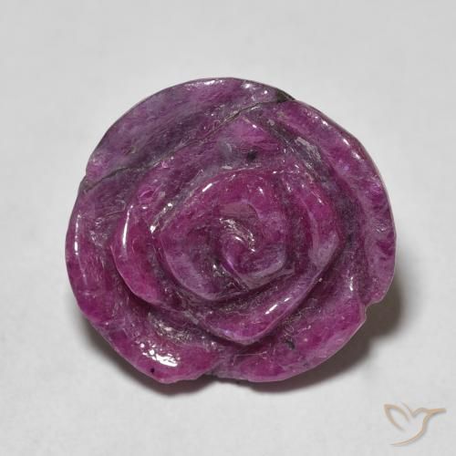 Rubis-zoisite sculpté de 14,69 ct, 15,6 x 14,4 mm de Tanzanie, Photo A