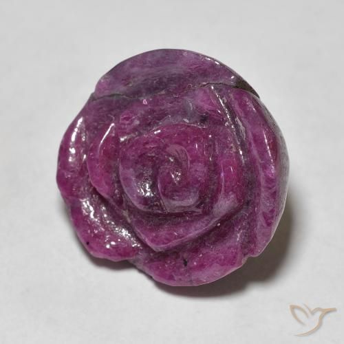 14.69 ct Purple Ruby-Zoisite Stone, Natural Ruby-Zoisite in Carved Rose Shape for Sale