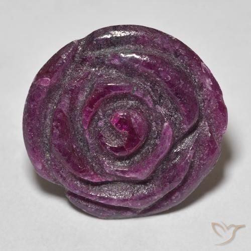 19.54 ct Purple Ruby-Zoisite Stone, Natural Ruby-Zoisite in Carved Rose Shape for Sale