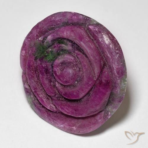 28.73 ct Red Ruby-Zoisite Stone, Natural Ruby-Zoisite in Carved Rose Shape for Sale
