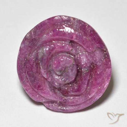 16,66ct Rosa intagliata viola Rubino zoisite dalla Tanzania, Dimension 16,6x15,8 mm, Natural non trattati Gemstone, Opaque Clarity, 1 piece Rubino zoisite in Viola rossastro Color, Mohs Hardness of 6,5 - 7 adatto per gioielli da indossare ogni giorno, Photo A