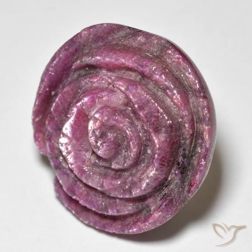 35.76ct Natural Medium Dark-Purple Ruby-Zoisite, Flower Cut, Opaque