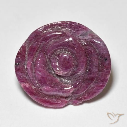 Rubino zoisite 16,9x15 mm viola Rosa intagliata dalla Tanzania, peso di 15,51 ct, gemma naturale non trattati in purezza Opaque, 1 pezzo Rubino zoisite - Colore: Viola rossastro, durezza Mohs di 6,5 - 7 adatto per gioielli da indossare ogni giorno, Photo A