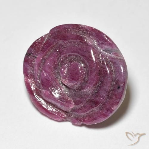 15.51 ct Purple Ruby-Zoisite Stone, Natural Ruby-Zoisite in Carved Rose Shape for Sale