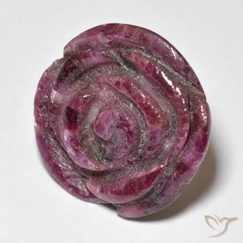 19.73 ct Purple Ruby-Zoisite Stone, Natural Ruby-Zoisite in Carved Rose Shape for Sale