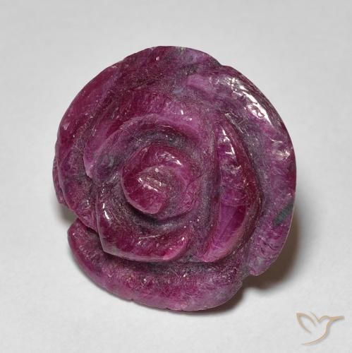 17.61 ct Purple Ruby-Zoisite Stone, Natural Ruby-Zoisite in Carved Rose Shape for Sale