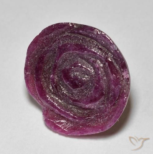 12.46 ct Purple Ruby-Zoisite Stone, Natural Ruby-Zoisite in Carved Rose Shape for Sale