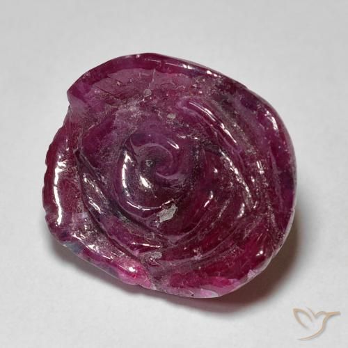 18.36 ct Purple Ruby-Zoisite Gemstone, Ruby-Zoisite Gem in Carved Rose Shape for Sale.